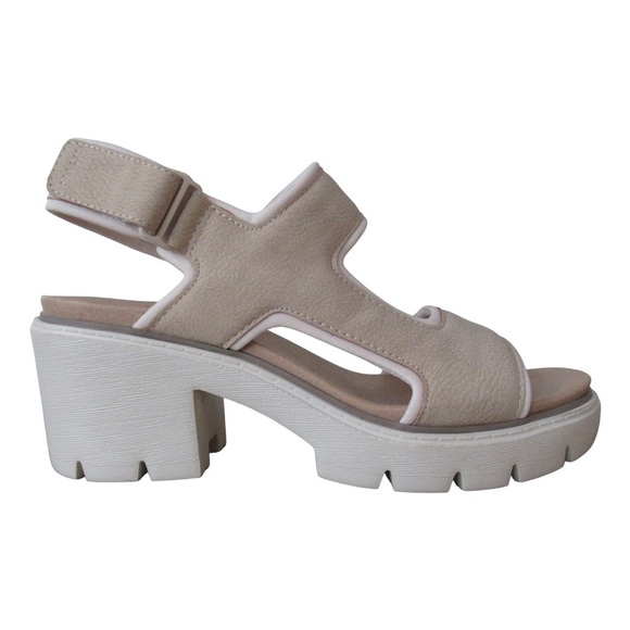 Dr Scholls Lug Sole Almost There Sandals 9.5 Sand Slingback Adjustable Strap - Picture 1 of 11